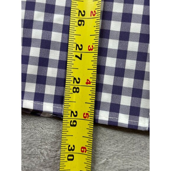 Mizzen+Main Shirt Mens Medium Trim Fit Navy/White Checkered Long Sleeve - Picture 5 of 7